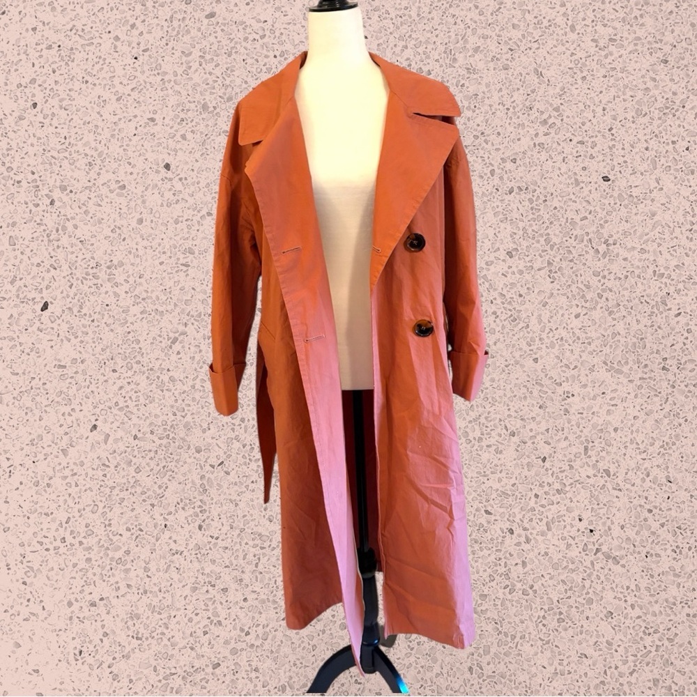 Zara trench coat 100% cotton terracotta colour - Picture 3 of 9